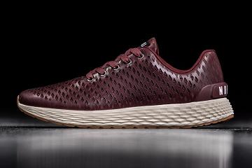 Burgundy Nobull Leather Runner Women's Running Shoes | CA Y1682X